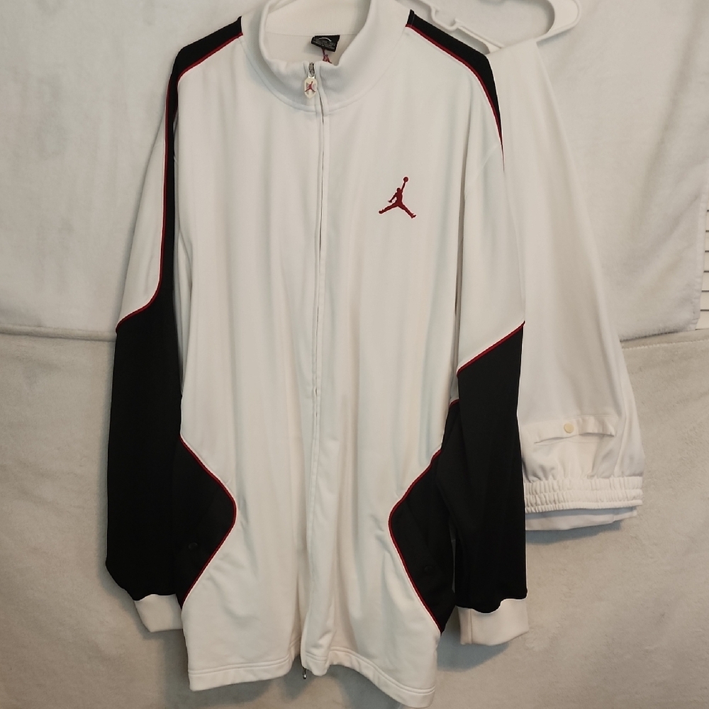 Jordan White and Black Jacket with Red Logo